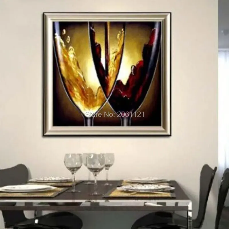 hand painted modern dining room decorative oil paintings champagne glass wall canvas art wine life painting picture decor | Дом и сад