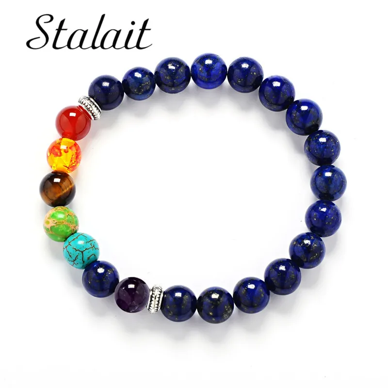 

8mm Muti-color Mens Bracelets Black Lava 7 Chakra Healing Balance Beads Bracelet For Women Reiki Prayer Yoga Bracelet Stones