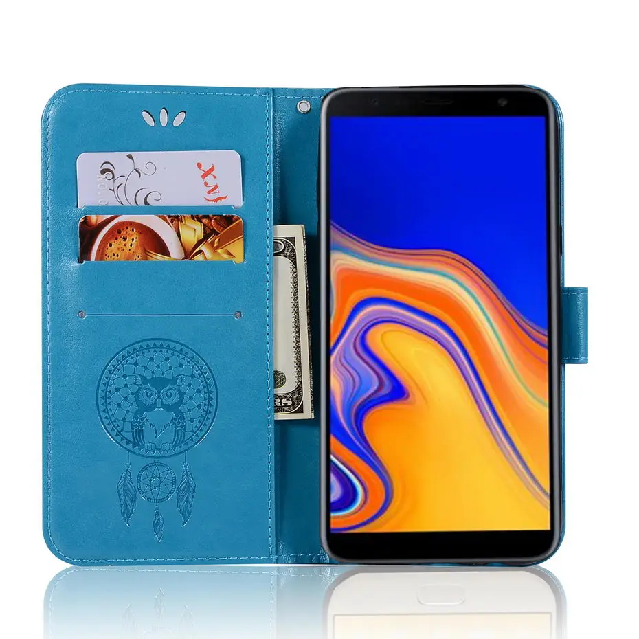 Чехол книжка с 3D тиснением для samsung Galaxy J4 Prime кошелек из искусственной кожи чехол