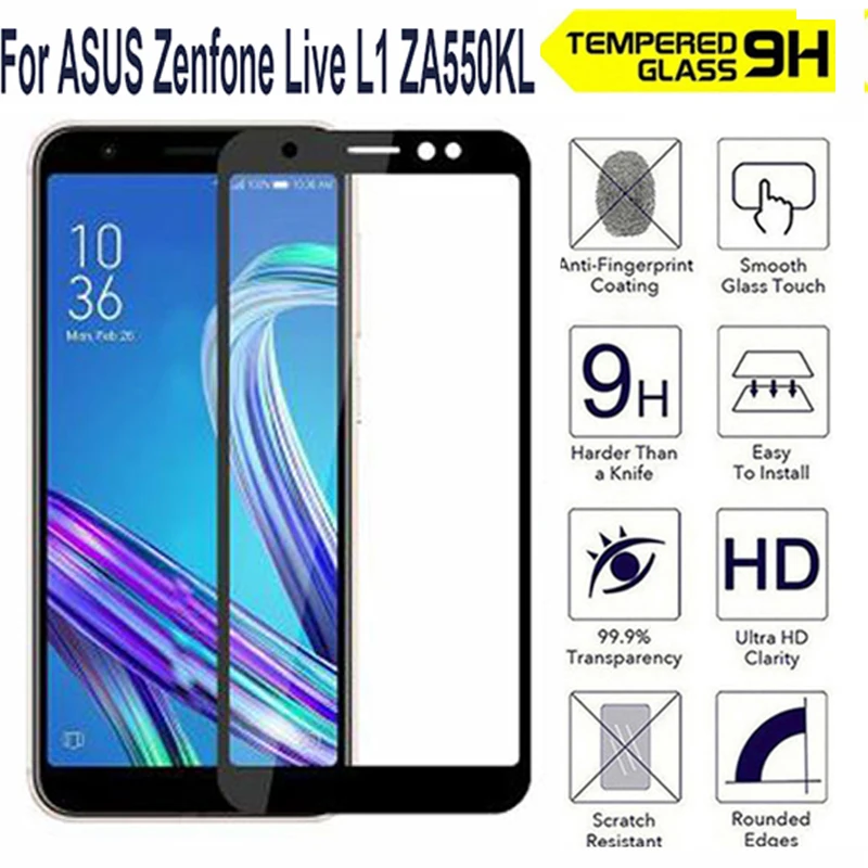 2 шт./лот закаленное стекло для ASUS Zenfone Live L1 полное покрытие 9H защитная пленка