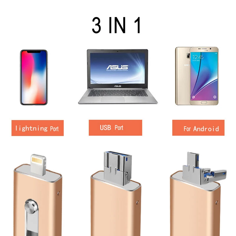 3 в 1 OTG флэш накопитель &quotмолния&quot привод 32 ГБ для iPhone USB 0 Гб 16 128 64 Pendrive iPad Android