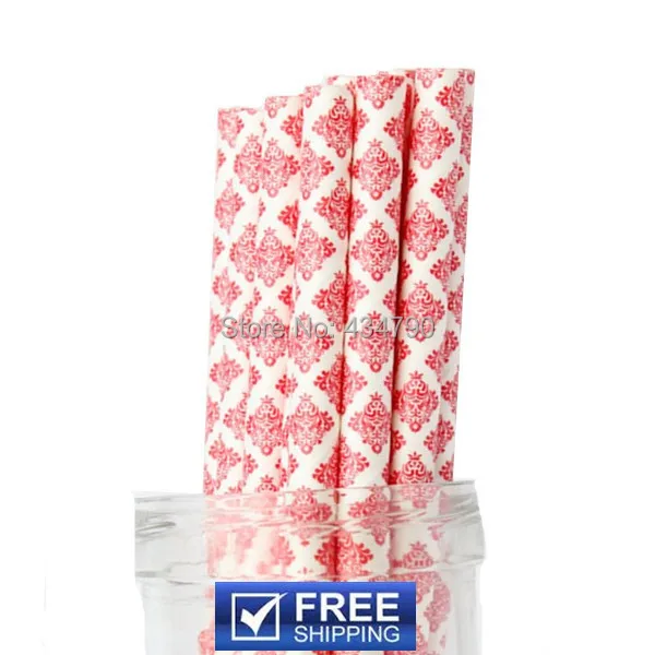 

200pcs New Year Christmas Paper Straws Red Damask,Party Decorations,Decor,Baby Bridal Shower Tablescape,Choose Your Colors