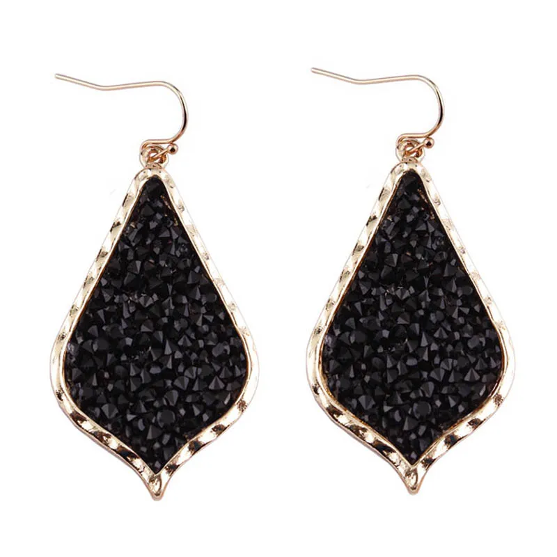 

ZWPON 2018 Zinc Alloy Pave Mixture Crystal Resin Black Earrings for Women Fashion Teardrop Statement Earrings Jewelry Wholesale