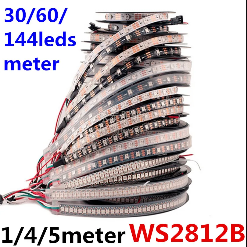 Умная светодиодная Пиксельная лента ws2812b 5 в постоянного тока 1 м/4 м/5 м