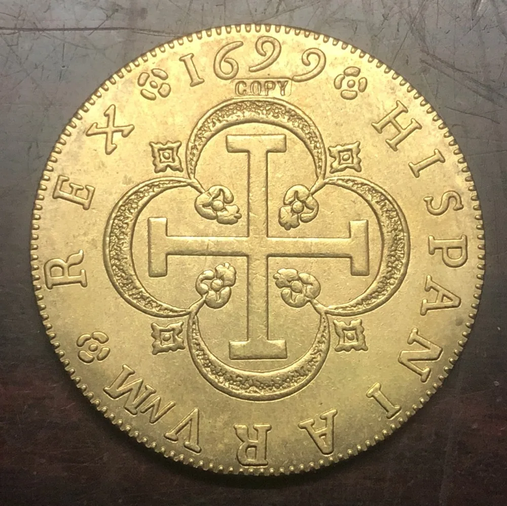 1699 ИСПАНИЯ 8 эскудо-Карлос II Севилья Золотая копия монета | Дом и сад