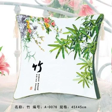 bamboo Незавершенные печатных DIY узоры для вышивки Наборы для ленточки ручной работы комплекты одежды с вышитыми рисунками, plum цветы, Орхидея, Подушка Чехол - Цвет: bamboo