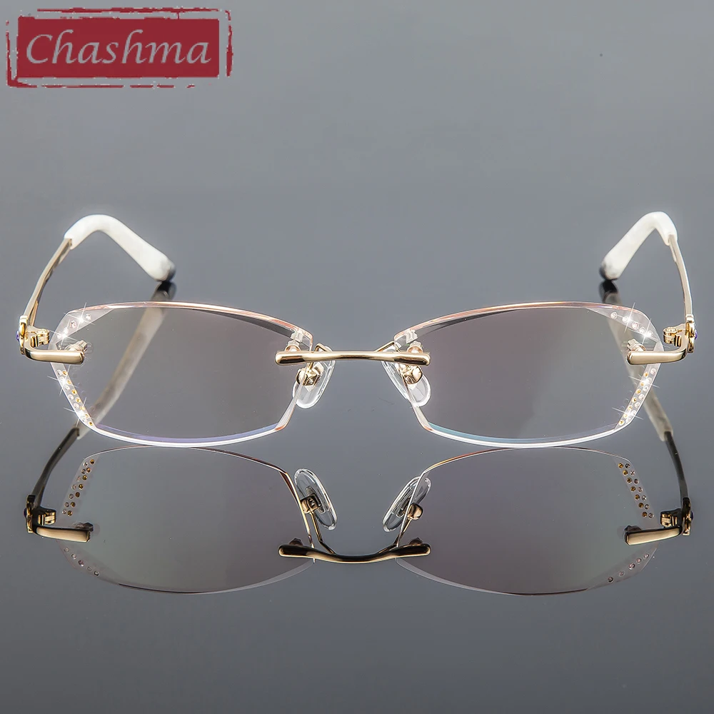 Бренд Chashma, женские линзы с алмазной отделкой, оправа для очков, очки по рецепту для Женщин, Модные Цветные линзы с камнями
