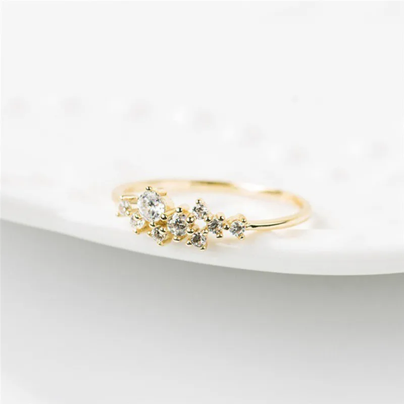 BOAKO Stylish Fashion Women Ring Finger Jewelry Gold Color Rhinestone Crystal Rings 6/7/8/9/10 Size Hot Sale Drop shipping | Украшения и