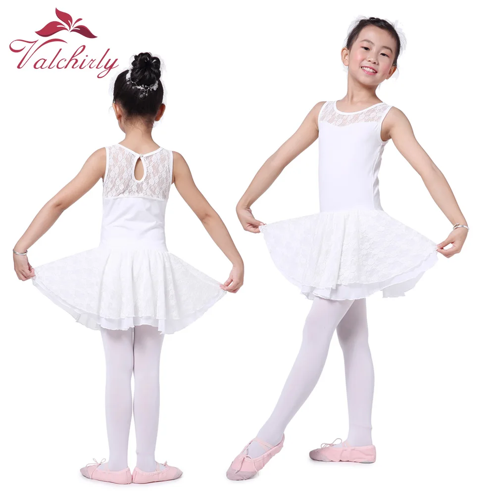 Одежда для девочек из хлопка, танцевальные трико, юбки, красивое детское кружевное балетное платье для гимнастики