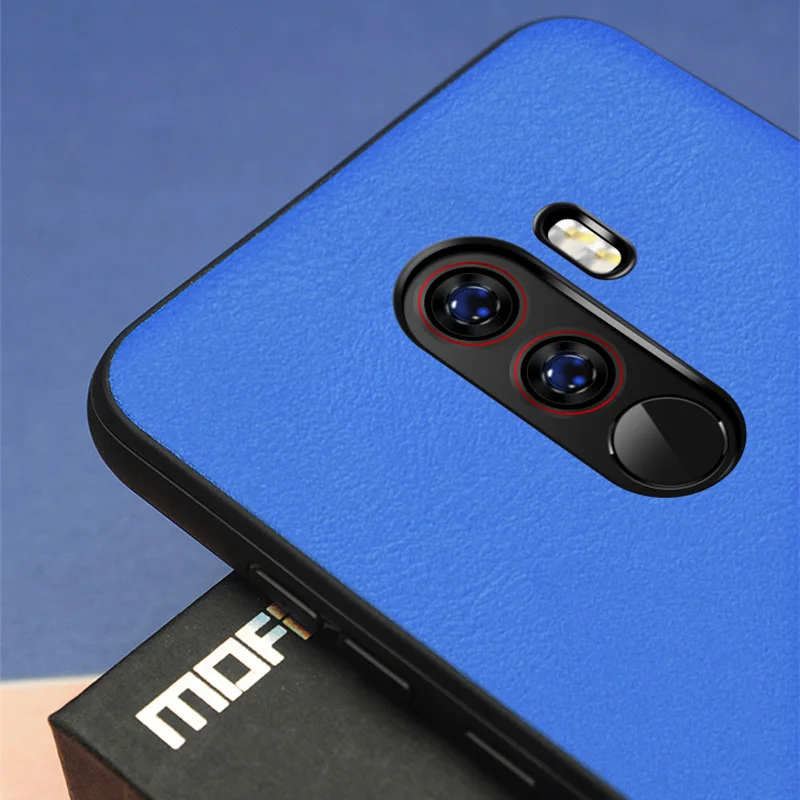 Poco F1 Case For Xiaomi Pocophone Pu Leather Back Cover Business Two Tone Orange Dark Blue Pink |