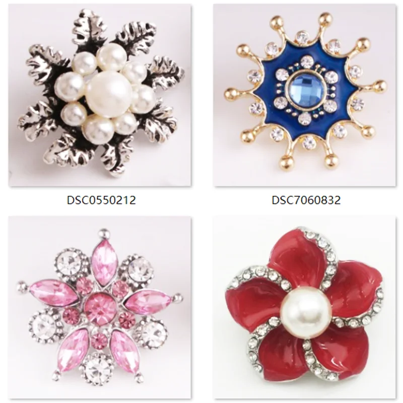 

XH7433 Vintage flower gold Metal 18mm Snap button fit snap bracelet For Women