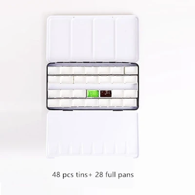 48 tin-28 full pan Пустая металлическая краска цвета воды s жестяная коробка цветовая палитра с полной кастрюлей/половинная кастрюля акриловая краска цвета воды лоток для художественной краски - Цвет: 48 tin-28 full pan