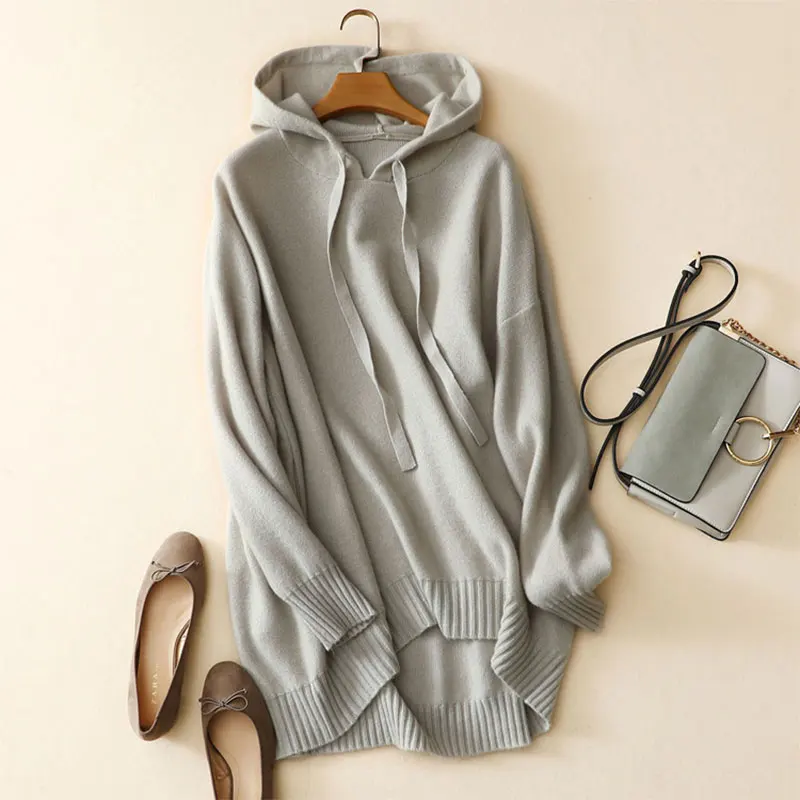 Женский кашемировый свитер большого размера толстый Свободный пуловер с