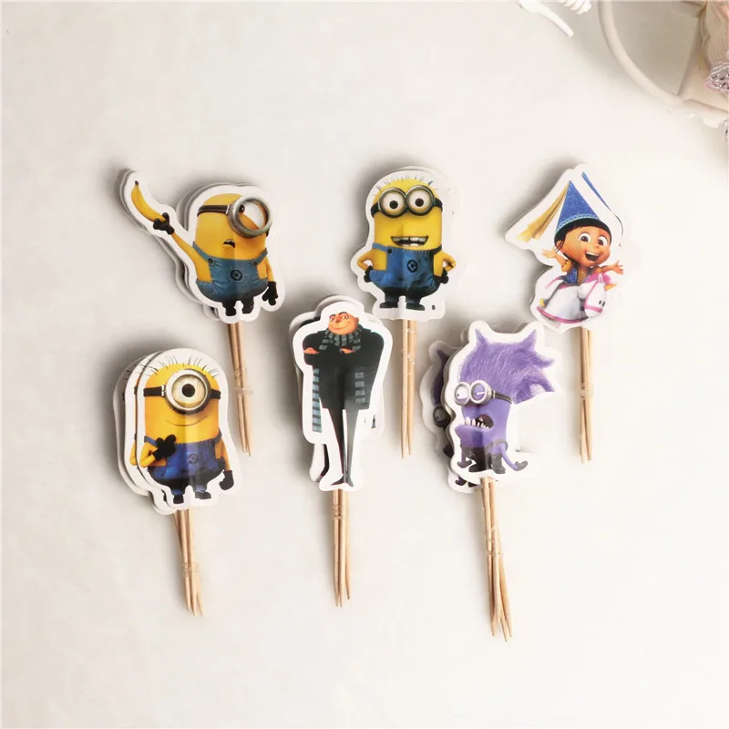 24 шт./лот Симпатичные Миньоны кекс топперы выбирает душа ребенка торт поставки