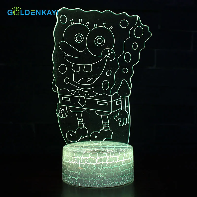 3D LED Spongebob USB ночные светильники атмосферная визуальная лампа сенсорная