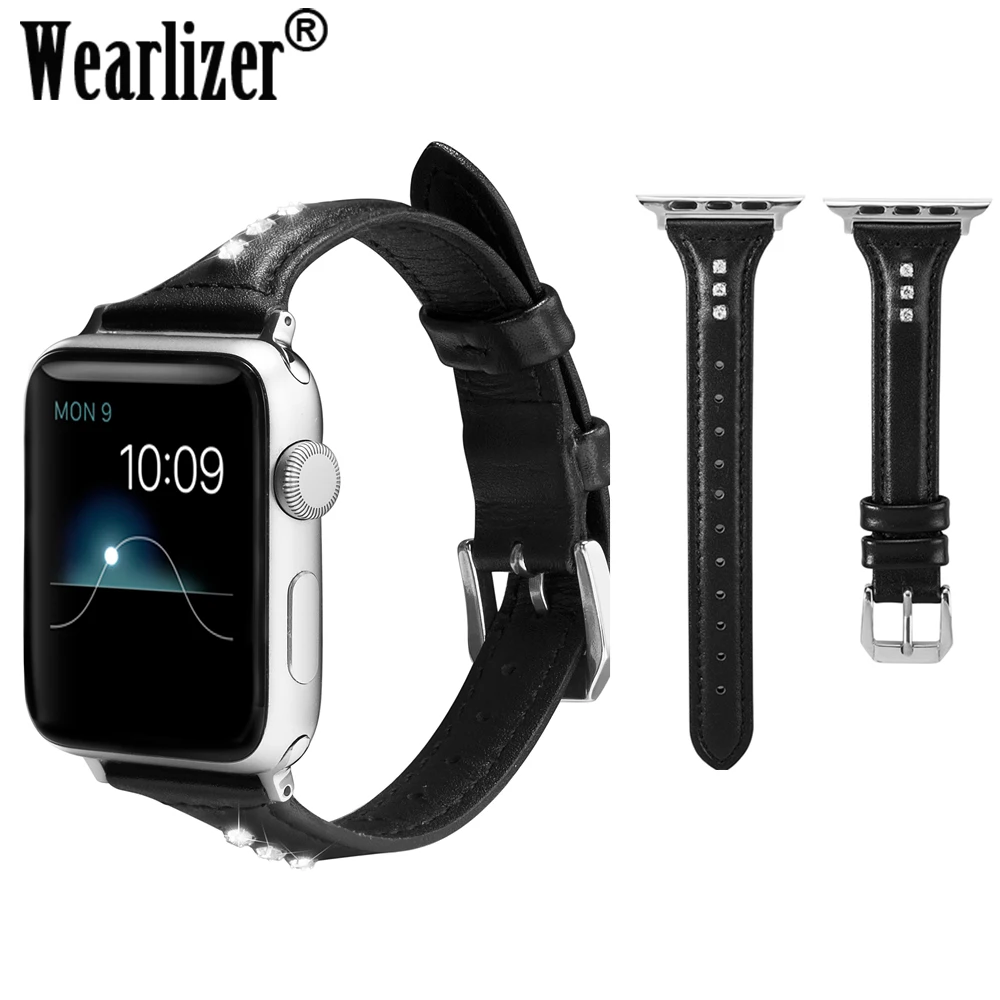 Роскошный Бриллиантовый ремешок со стразами для apple watch 44 мм 42 40 38 кожаный iWatch series 1