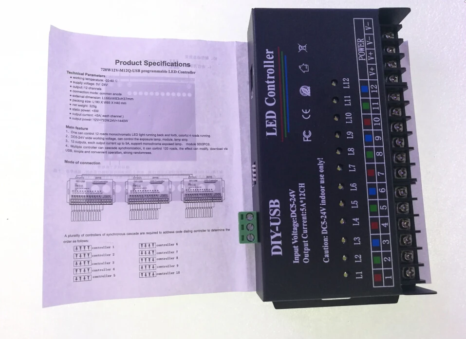 USB DIY LED RGB контроллер 12 канальный программируемый 5А * 12CH каналов для 3528 &amp 5050