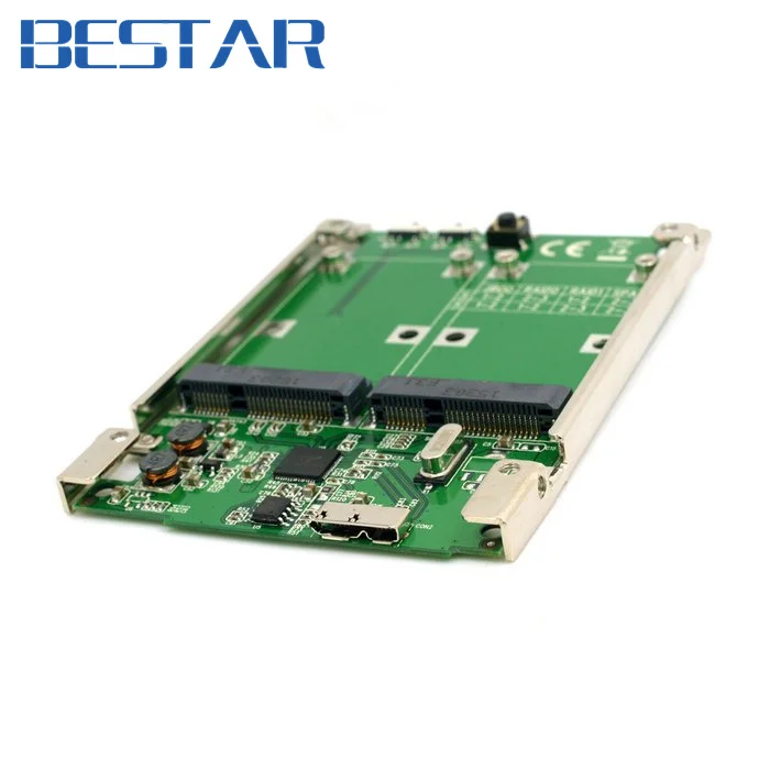2 5 дюймовый Dual Mini PCI E pcie pci express mSATA SSD RAID адаптер к USB 3 1 аппаратная Raid карта Raid0 Raid1