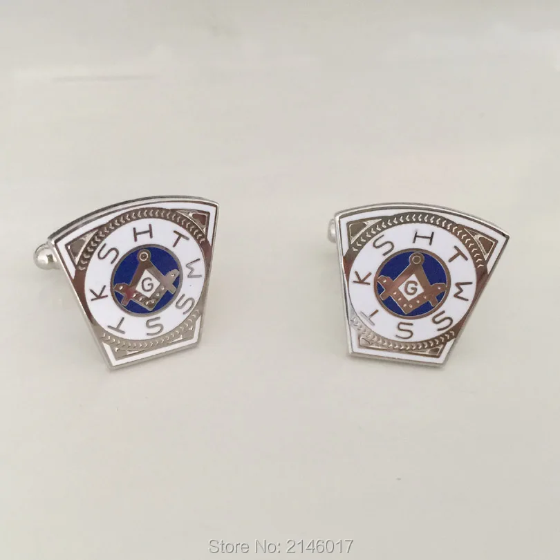 

100 Pairs Factory Custom Freemason Mark Cuff Link Keystone Cufflinks Masonic 19mm Mason Royal Arch Master Silver Color