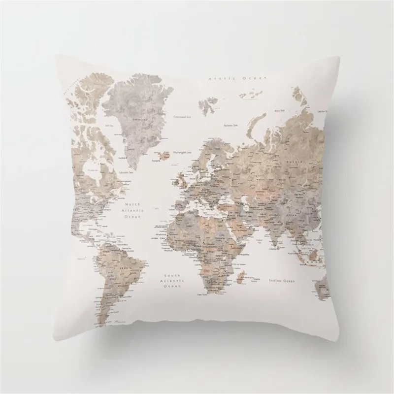 Cushion Covers15 Чехлы карта мира декоративные наволочки для подушки из хлопка и полиэстера Cojines Decorativos для диваном автомобиля домашнего бросить подушки крышки - Цвет: Cushion Covers15