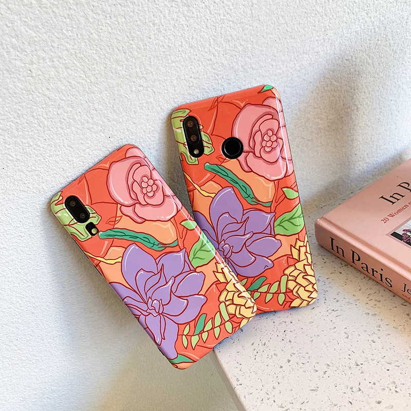 Чехлы для телефонов huawei P30 P20 Pro mate 20 Pro Orange flowes матовый IMD мягкий чехол для Honor 10 Nova 3 3i 4 задние чехлы
