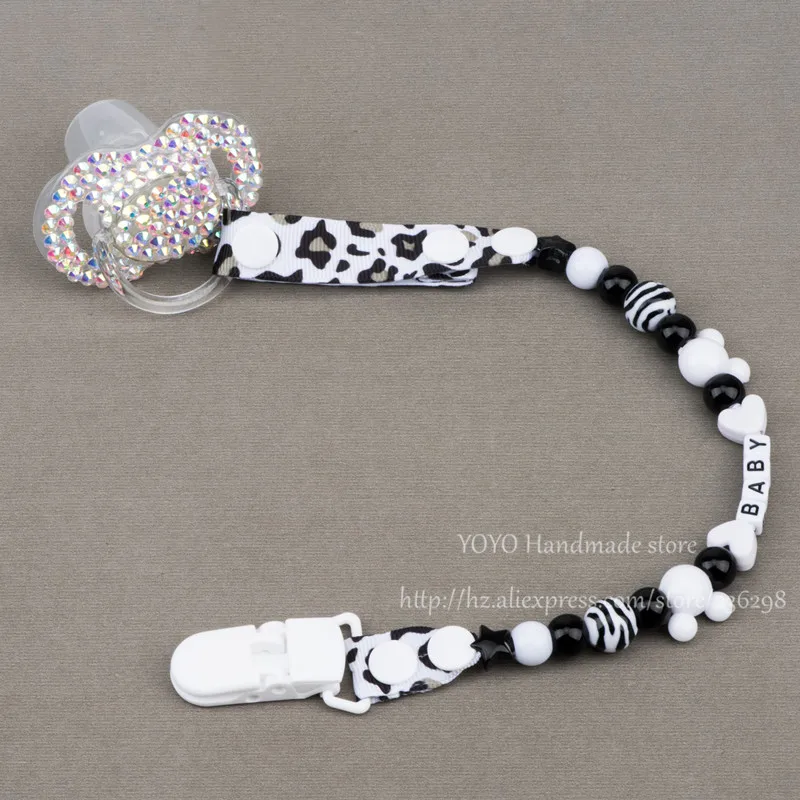 Персонализированная-любое имя ручной работы черно-белая умная заколка-пустышка