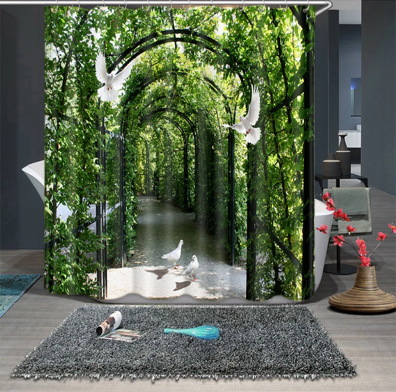 Зеленый коридор Водонепроницаемый 3D занавеска для душа|Шторы душа| |
