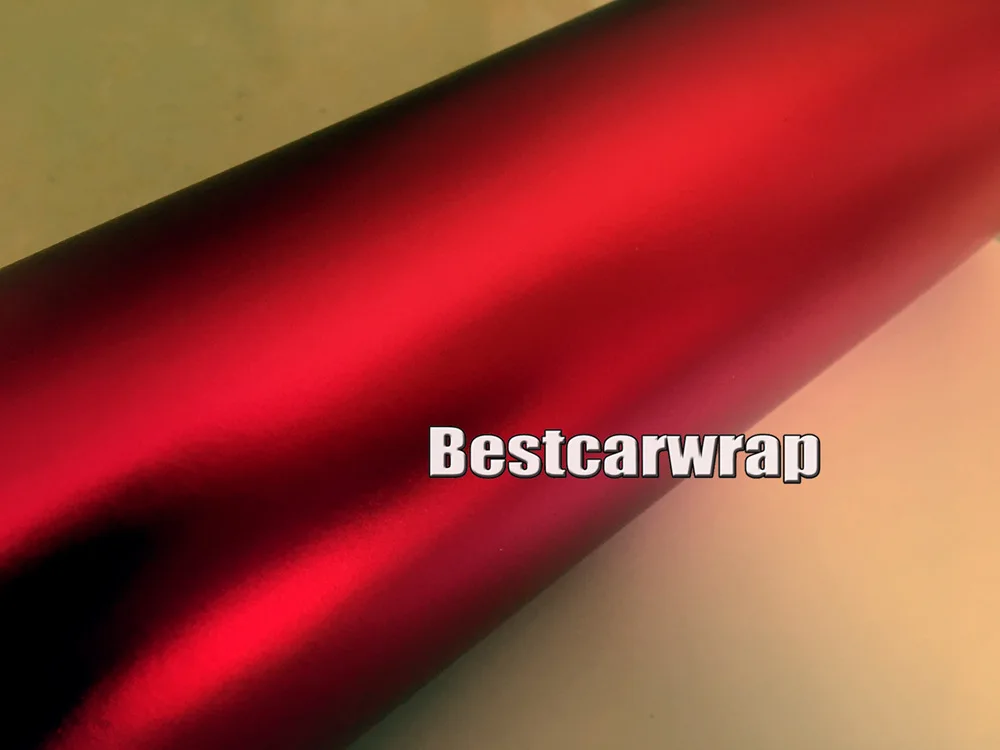 Атласная красная хромированная автомобильная пленка виниловая с воздушным