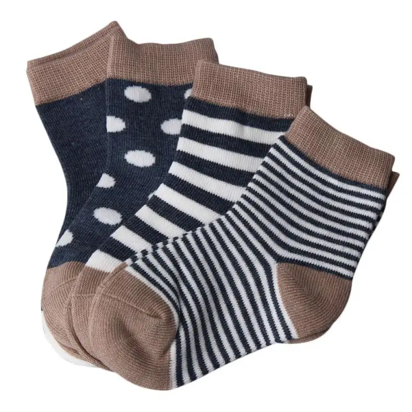 4 Pairs Striped Socks Baby New Born Boy Girl Casual Winter Infantil Slippers Anti Slip Floor Children | Детская одежда и обувь