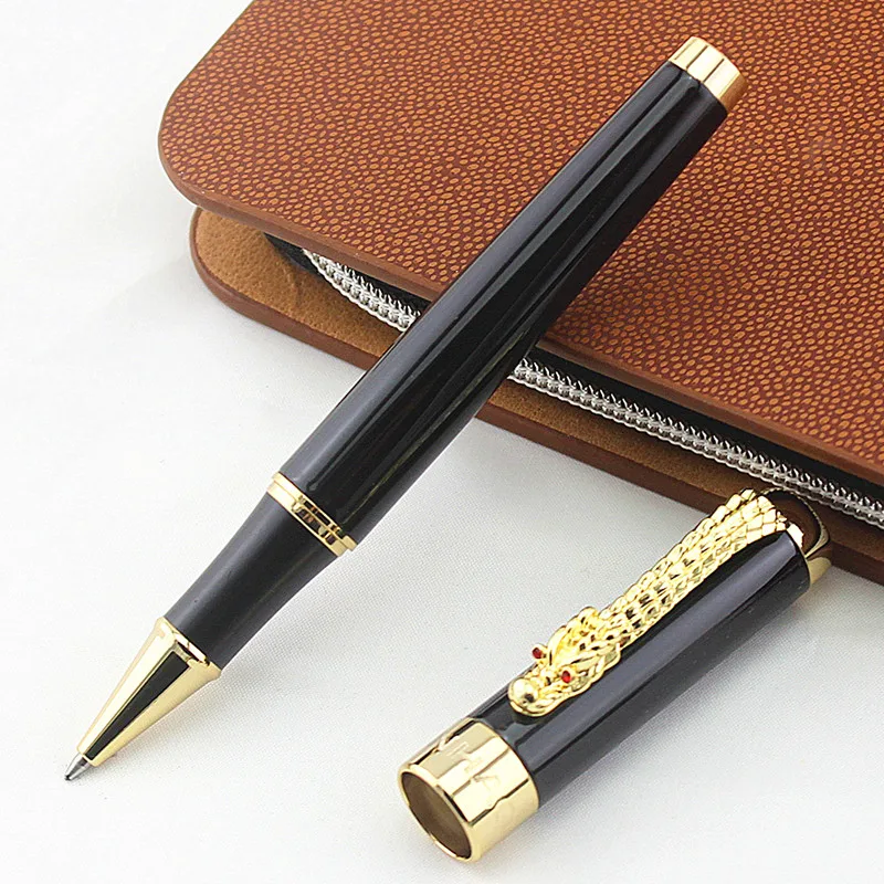 Jinhao1200 Dragon Clip 0,7 мм Ручка-роллер, средняя точка, черные чернила, серебро, золото, черный металл, подарочные шариковые ручки, офисные принадлежности