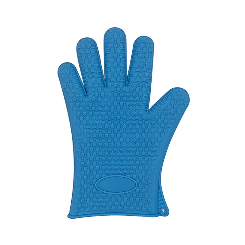 blue 2pcs 2 шт силиконовая духовка кухонная перчатка Толстая кулинарная рукавица для Гриль-барбекю прихватка жаростойкая перчатка для выпечки барбекю Кухонные гаджеты A - Цвет: blue 2pcs