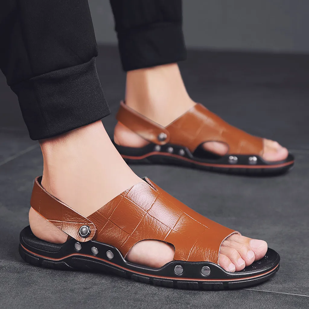 Летние мужские вьетнамки кожаные пляжные сандалии нескользящая обувь zapatos hombre