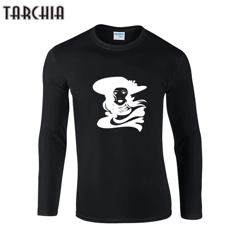 Футболка TARCHIA мужская с длинным рукавом модная тенниска из хлопка красивым