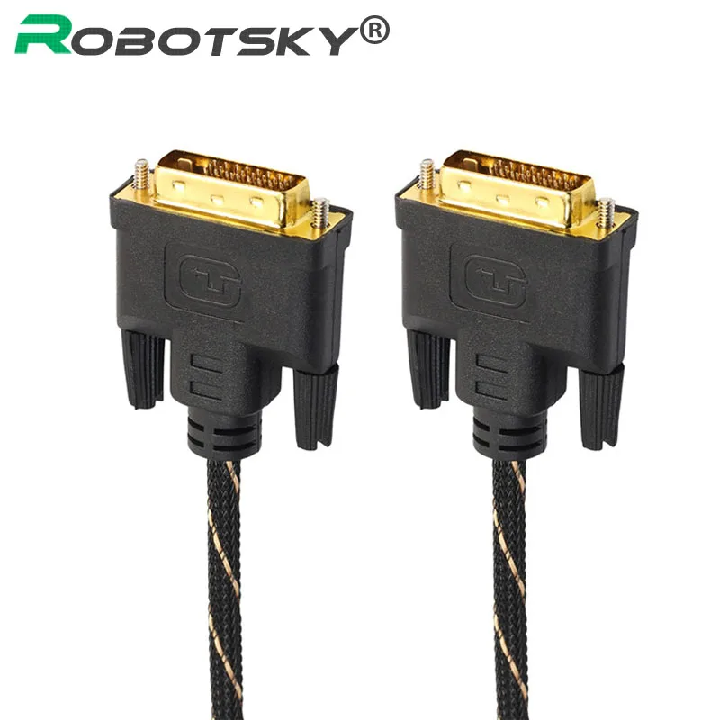 Плетеный кабель DVI 1080P DVI 24+ 1 Удлинительный кабель папа-папа 0,5 м 1 м 1,8 м 3 м 5 м 10 м 15 м для HDTV компьютерного проектора PS3