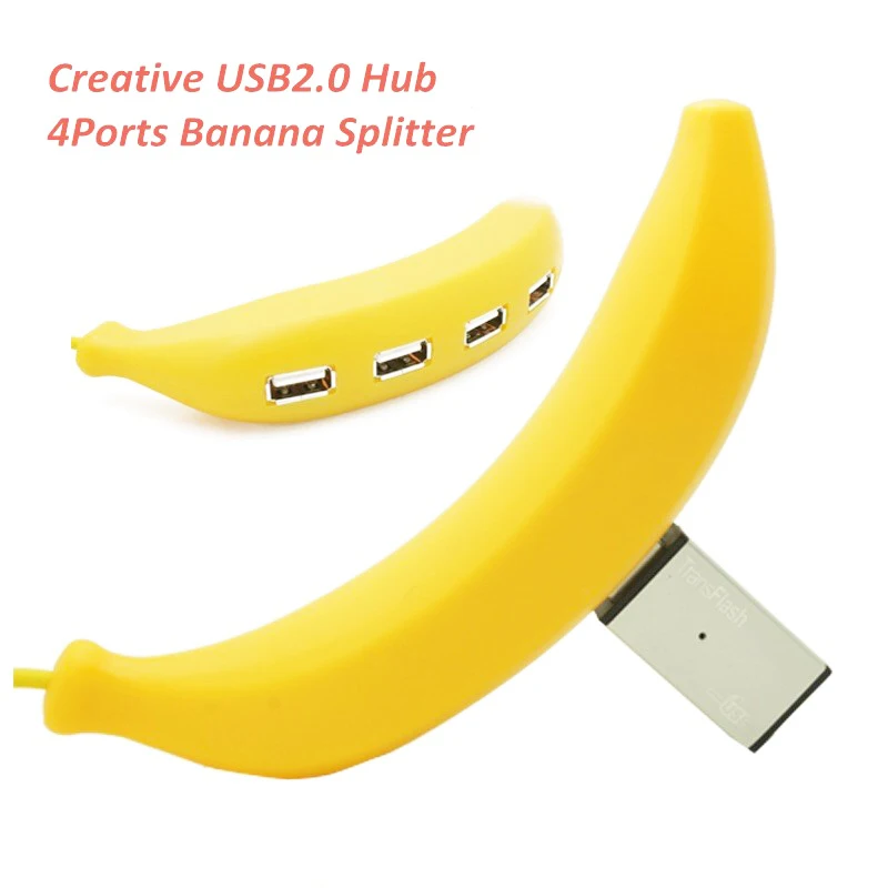 Креативный концентратор USB 2 0 с 4 портами желтый разделитель банана передача 480