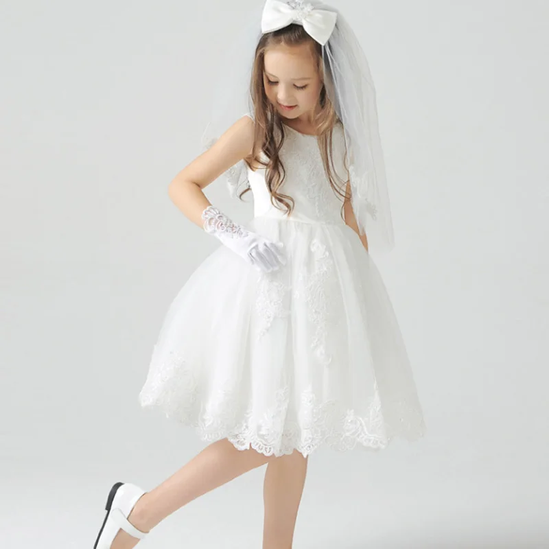 Модные детские кружевные Сатиновые короткие перчатки с длинным рукавом цветами