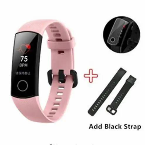 pink-black-film Умный Браслет huawei Honor Band 4 Amoled, цветной сенсорный экран 0,95 дюйма, для плавания, для обнаружения пульса и сна - Цвет: pink-black-film