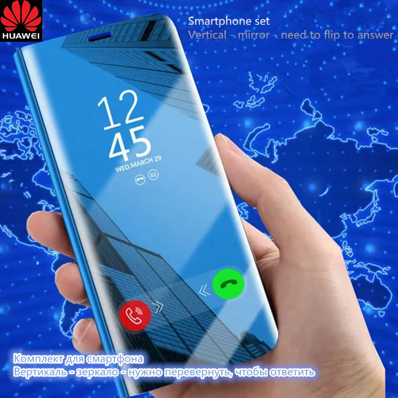 Зеркальный флип-чехол для huawei P20 P30 Lite Коврики 20 10 Lite рro Y6 Y5 Prime чехол на Honor 10 8X 7A 7C Y9 P Smart чехол