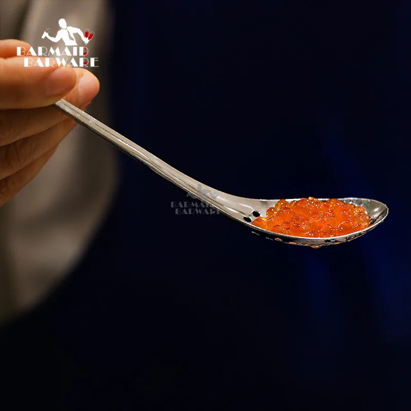 

Stainless Steel Spherification Spoon Molecular Mixologist Slotted Bar Spoons