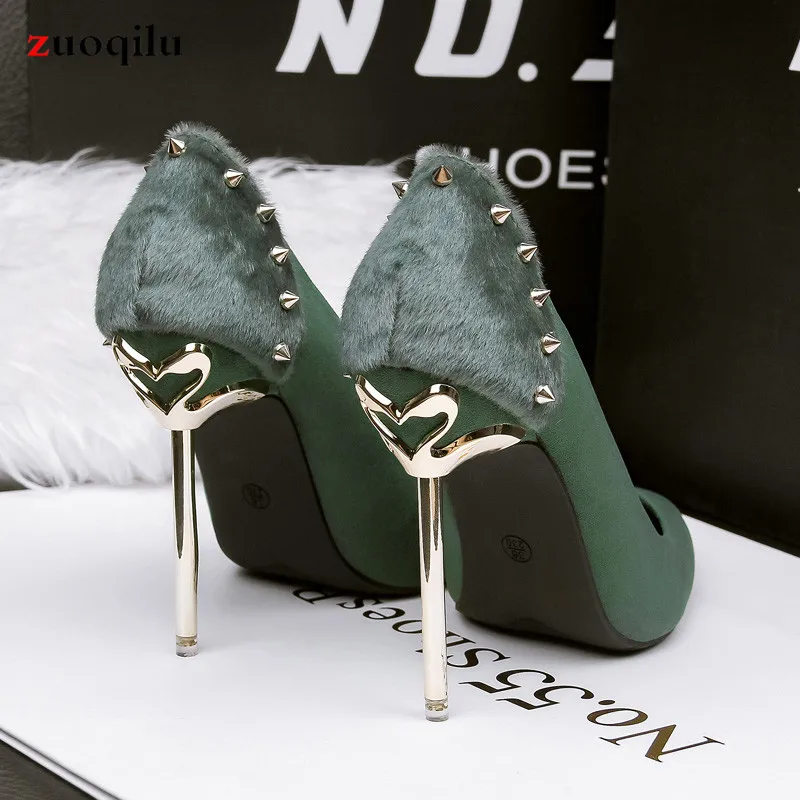 Туфли лодочки женские с заклепками высокий каблук заостренный носок шпилька