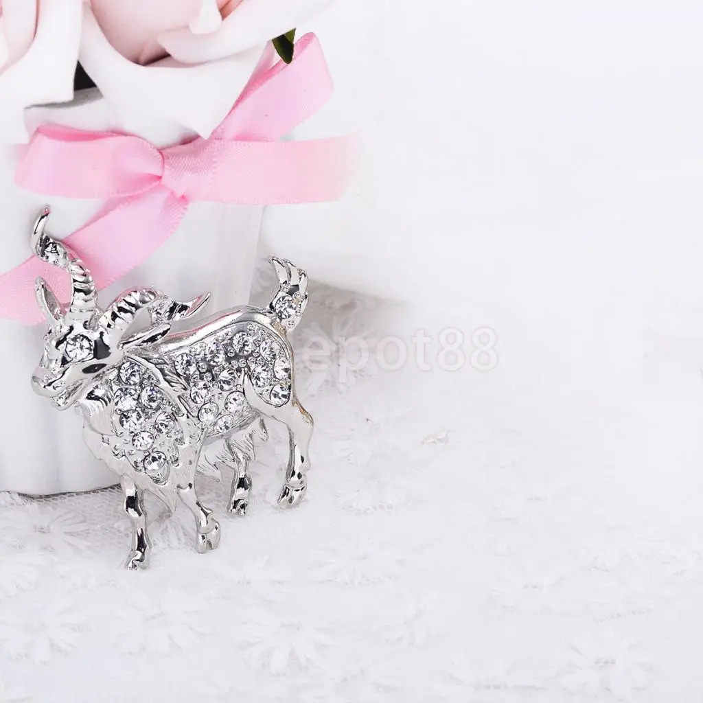 Fashion Jewelry Costume Crystal Goat Sheep Brooch Pin Animal | Украшения и аксессуары