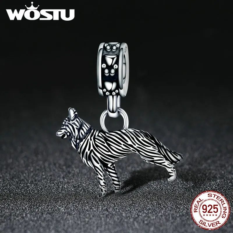 WOSTU Настоящее серебро 925 пробы овчарка Собака Собачка подвеска Очаровательные