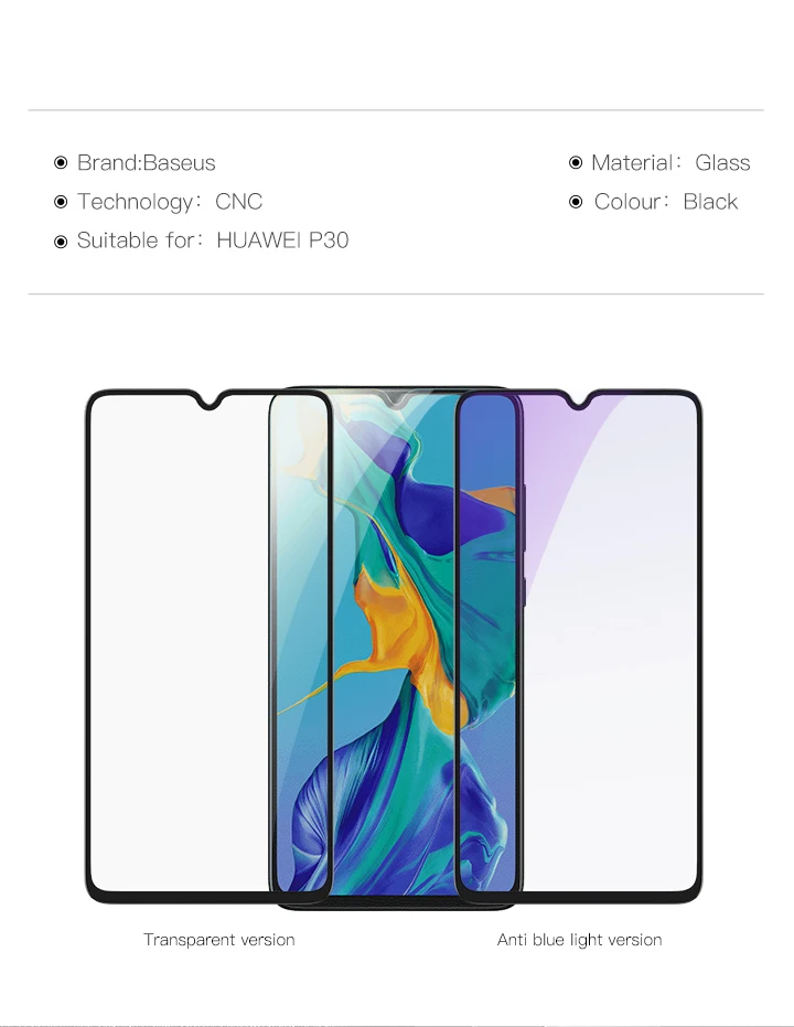 Защитное стекло Baseus с полным покрытием для huawei P30, защита экрана 0,3 мм, ультратонкое закаленное стекло для huawei P30, Передняя пленка