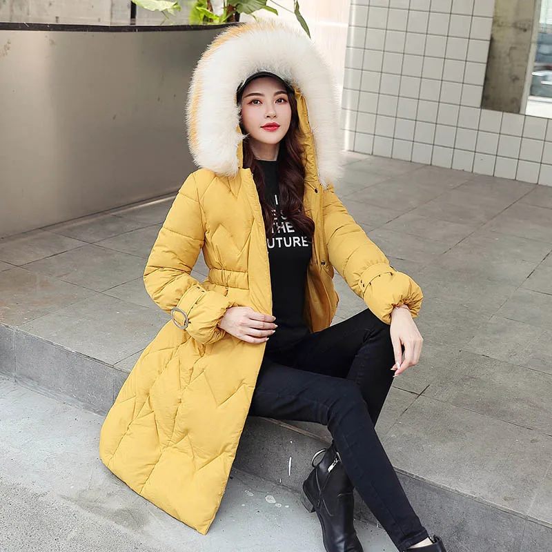 Winter parkas jackets new women's coats elegant fashion fur collar hooded thick long jacket winter snow coat parkas jackets