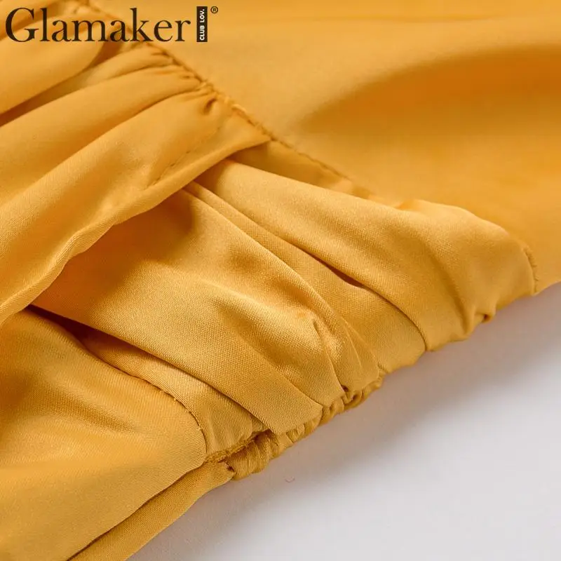 Женское атласное платье на одно плечо Glamaker элегантное винтажное короткое