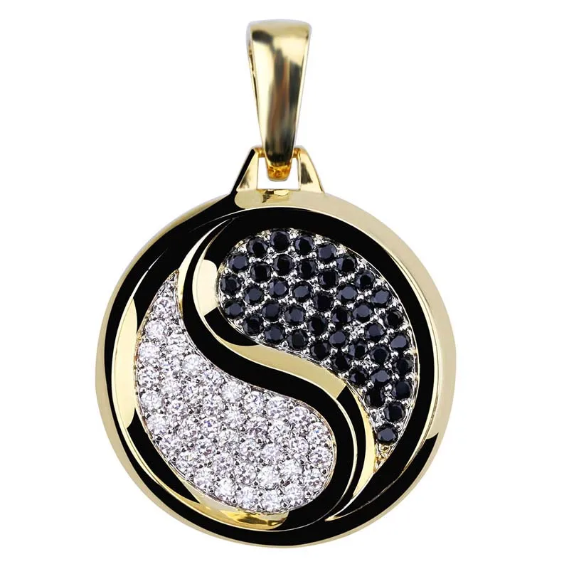 Fashion yin and yang taiji gossip pendant micro inlaid zircon hiphop personality necklace | Украшения и аксессуары