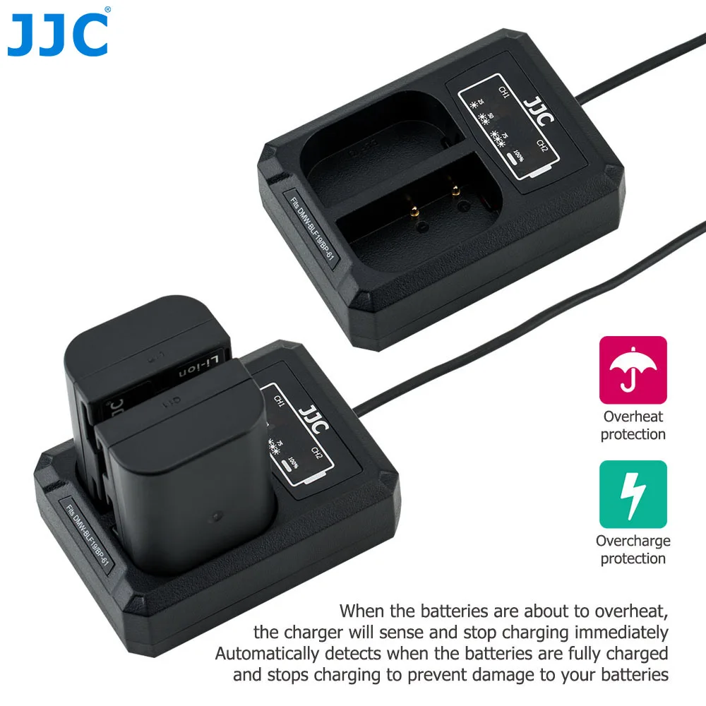 JJC USB Двойной аккумулятор зарядное устройство для Panasonic DMW-BLF19 DMW-BLF19e Lumix GH5S G9 GH5 GH4 GH3 заменяет DMW-BTC13 DMW-BTC10