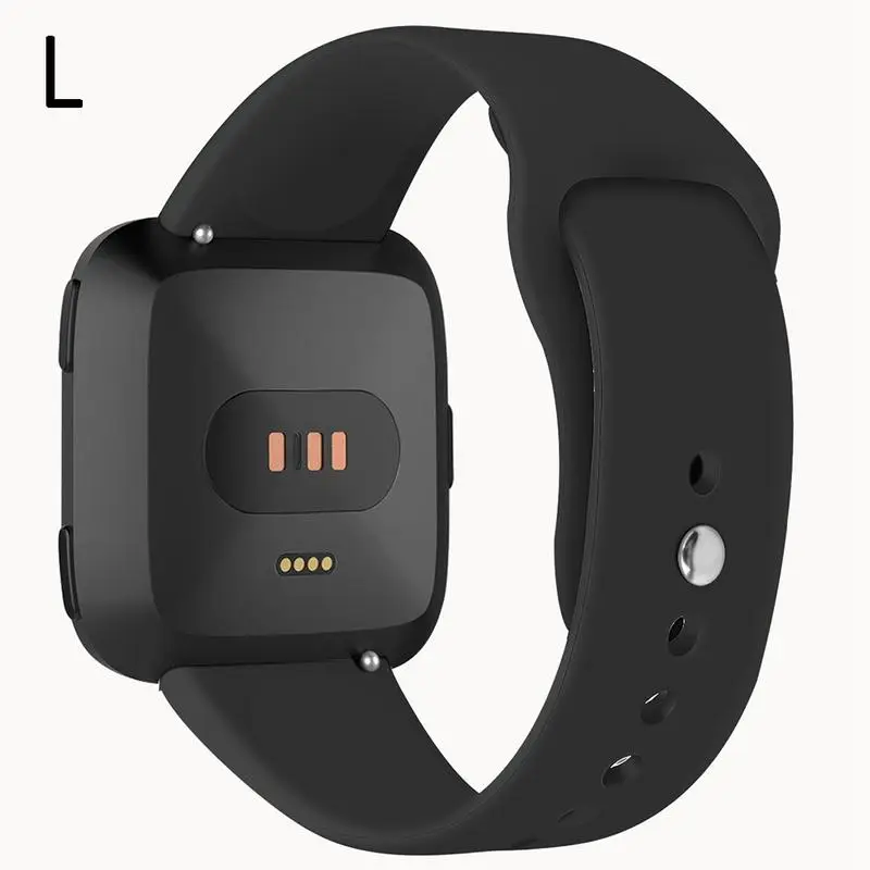 Black Мягкие силиконовые Замена спортивные часы-браслет ремешок для Fitbit Versa Lite Edition браслет 15 цветов S L Размер - Цвет: Black