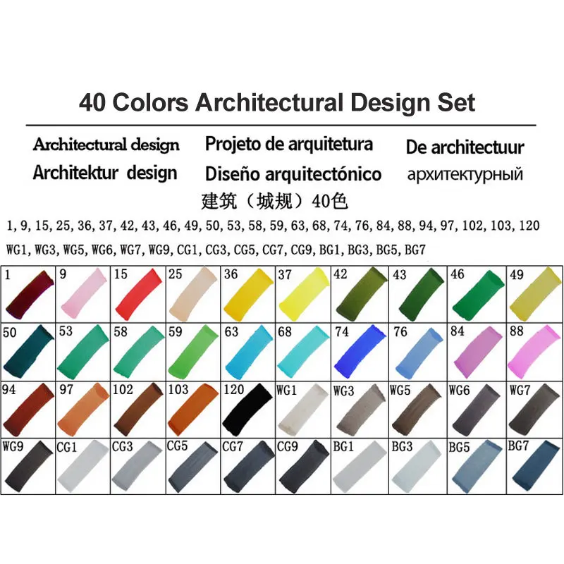 40 Architectural Set Touchfive 30/40/60/80 цветов двойной головкой маркер для рисования ручка жирной алкогольных маркер для рисования кисть для рукоделия для анимации Manga - Цвет: 40 Architectural Set