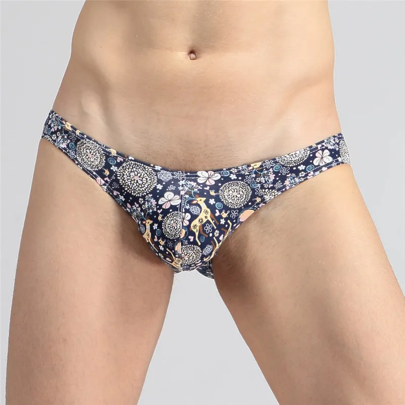 Мужское нижнее белье цветочные шорты с принтом Мужские s трусы Masculina U Pouch мужские